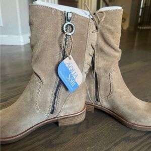 Sofft Tan Lace-Up Suede Ankle Boots